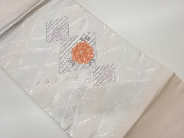 JAPANESE KIMONO / VINTAGE NAGOYA OBI / WOVEN FLOWER & RHOMBUS